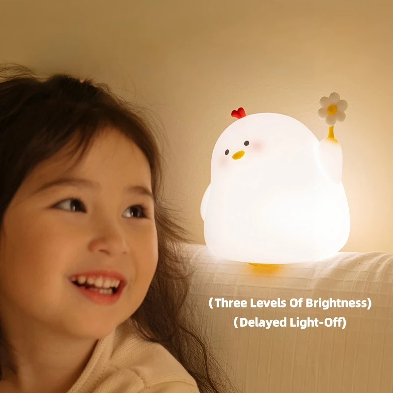 

LED Chicken Night Light Silicone Night Lamp Rechargeable Cartoon Children Baby Sleep Light Bedroom Home Decoration Gift