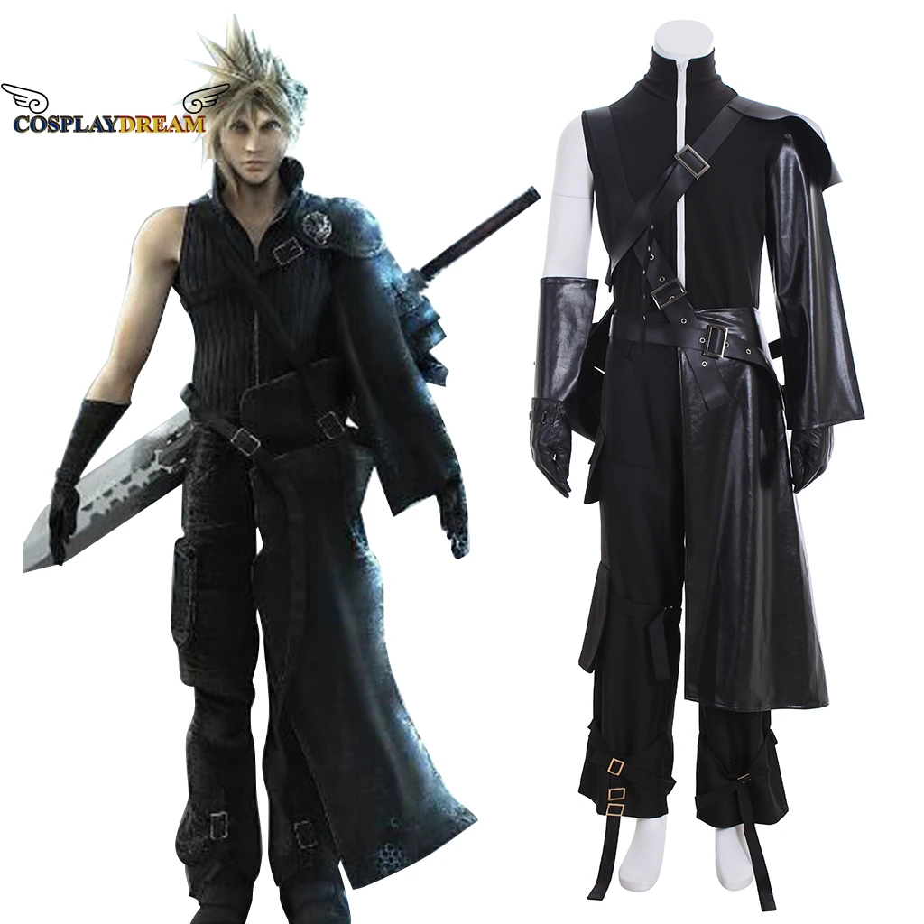 

Final Fantasy VII FF7 Cloud Strife Cosplay Costume Adult Men Halloween Party Full Set With Gloves Cloak Belt Cloud Strife Outfit