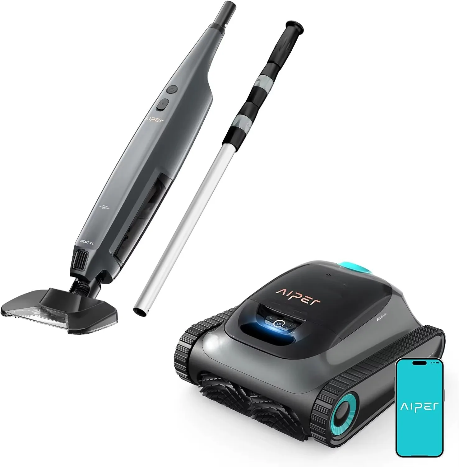 

BRAND NEW Aiper Scuba S1 2025 Grey Robotic Pool Cleaner - with Pilot X1 Handheld Pool Vacuums, Ideal for Inground & Above Ground