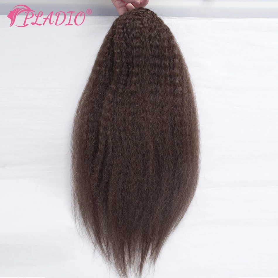 PLADIO-extensiones de cola de caballo con cordón, cabello humano rizado, Clip Afro, Remy, 90-120 gramos