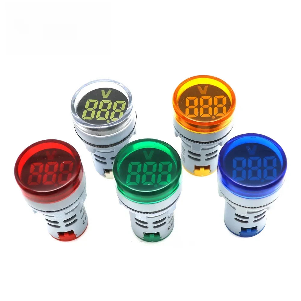 DIY Mini woltomierz cyfrowy 22mm okrągły AC 12-500V Volt miernik napięcia Monitor dioda LED zasilania wskaźnik lampka kontrolna wyświetlacz świetlny — zdjęcie 2