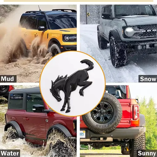 Imagen 1 del producto Calcomanías con emblema 3D, pegatinas con emblema trasero de vinilo, puerta trasera ABS negra, Compatible con accesorios deportivos Ford Bronco 2020 2021 2022 2023