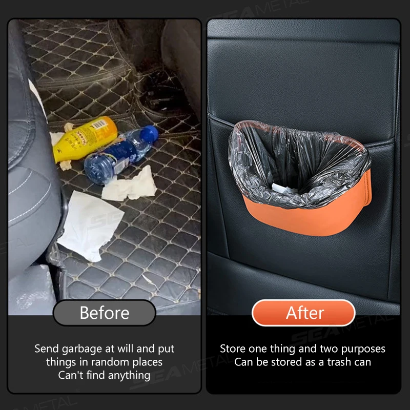 SEAMETAL Car Cup Holder Universal Car Seat Back Clip Storage Bag Waterproof PU Leather Side Door Stable Bottle Holder Organizer