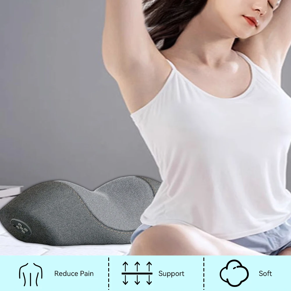 وسادة مريحة لدعم الرقبة من إسفنج الذاكرة وشحن USB مع جهاز استرخاء خلفي مريح للحرارة للاستخدام المنزلي والمكتب
