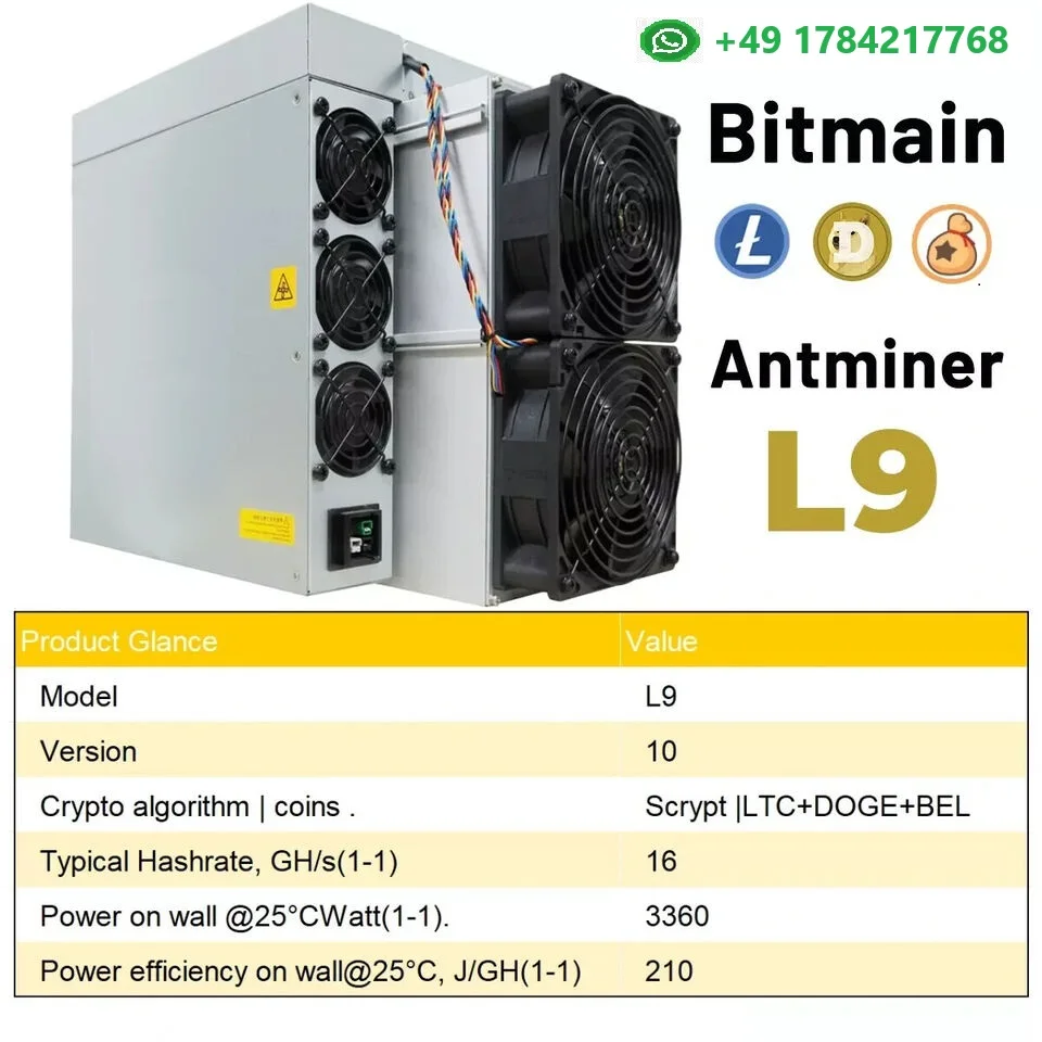 La Buy 3 Get 1 free New Antminer L9 16GH/S 3360W LTC / DOGE Coin Miner