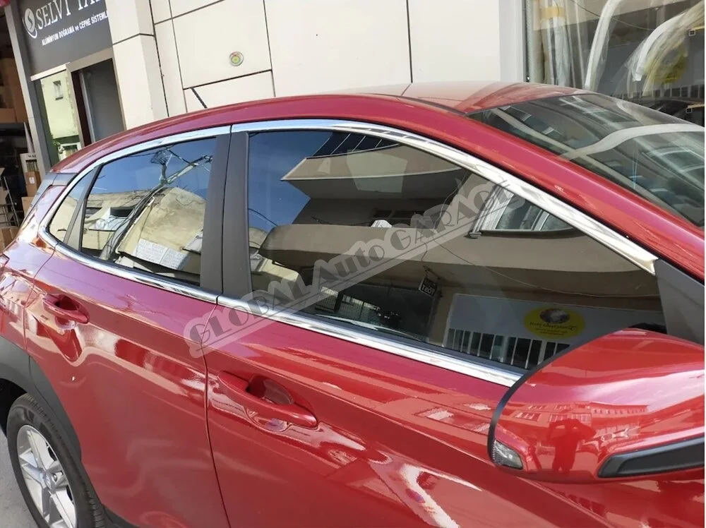 For Hyundai Kona Chrome Window Moulding Window Frame Framework Auto Accessory Diffüser Spilitter Car-styling Ornament Sport