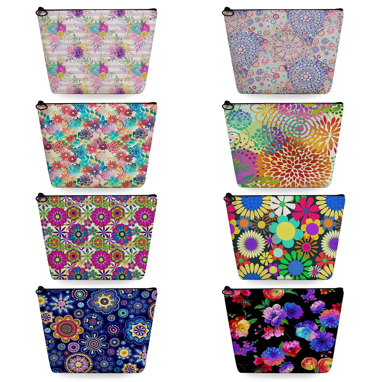 Makeup Organizer Women's Cosmetic Bag Casual Bright Colors Round Floral Print Gift Beautiful Japanese Style Travel Toiletry Bags