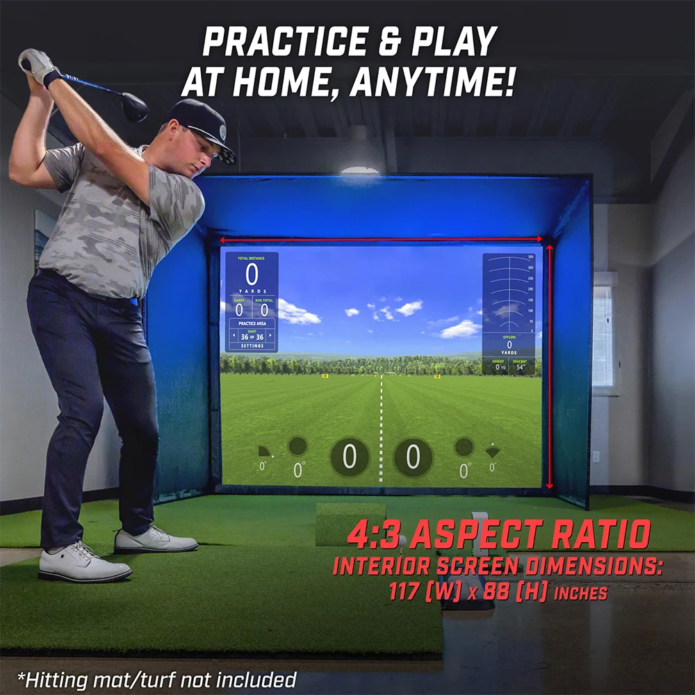 Golf Simulator-behuizing op maat met slagscherm Binnen Buiten Eenvoudig te monteren Golf Simulator-behuizing Kooistent