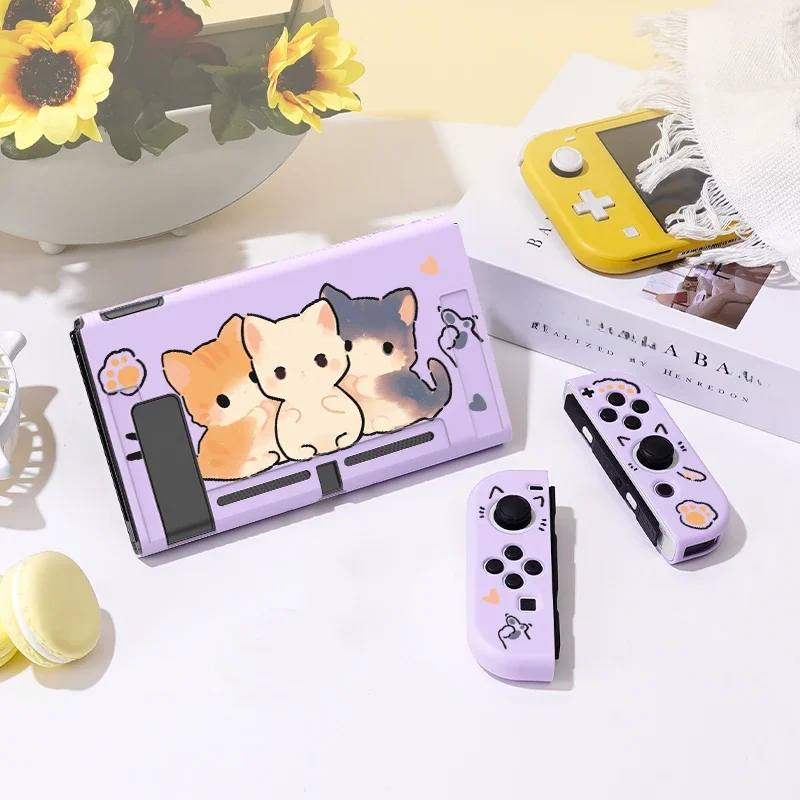 Étui de protection trois petits chats pour Switch Oled, couverture mince en TPU souple pour Console Nintendo Switch, accessoire de jeu NS