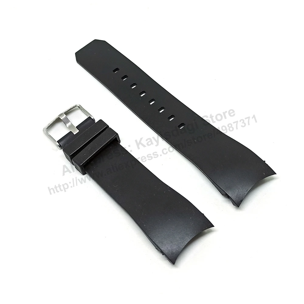 22mm Black Rubber Silicone Replacement Curved end Watch Band Strap - Fits/For Jacob & Co Ghost