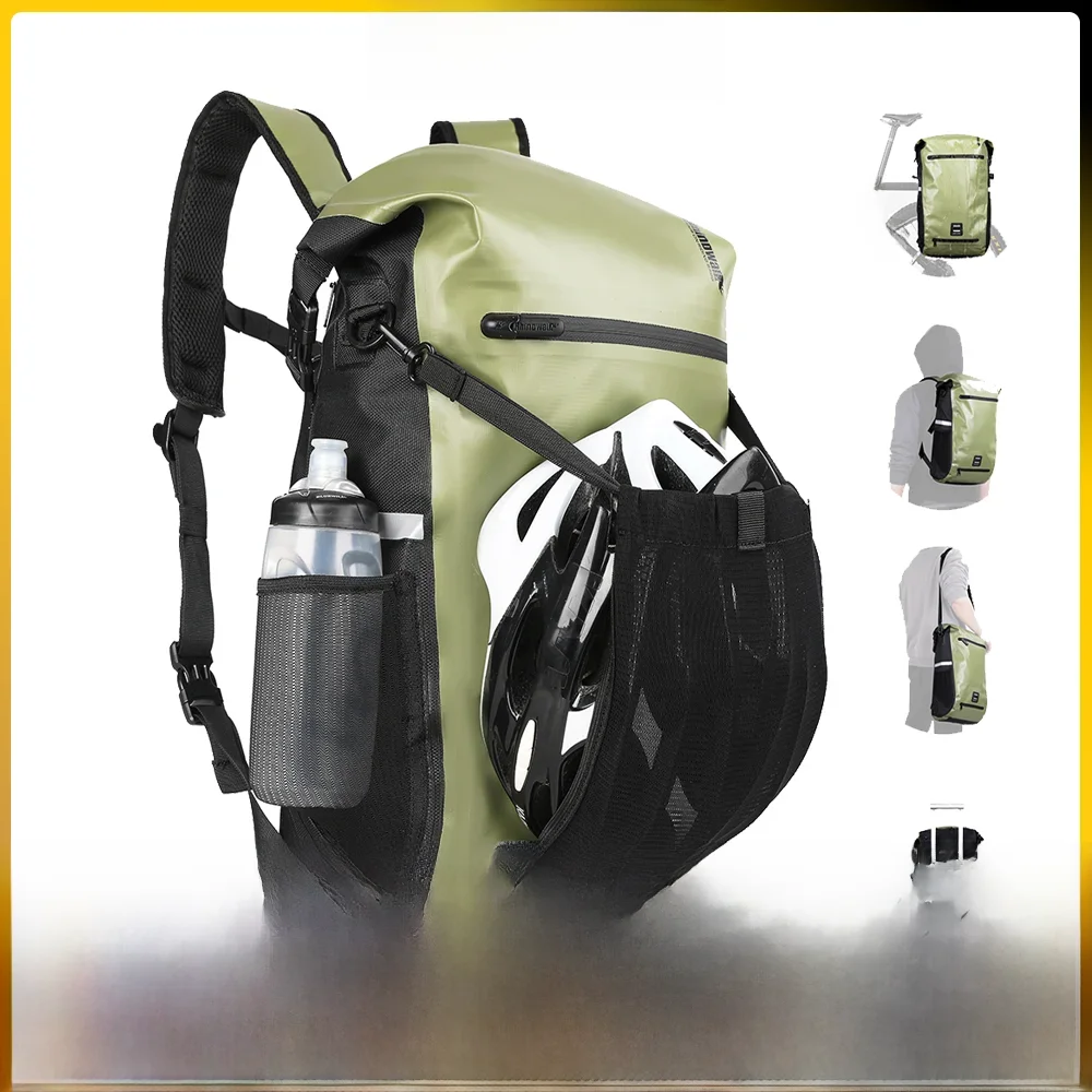 AliExpress Rhinowalk Bike Pannier Bags Rear Rack Waterproof Green Cycling Backpack 22L Large Capacity Should Bag MTB Bike Accessoried
