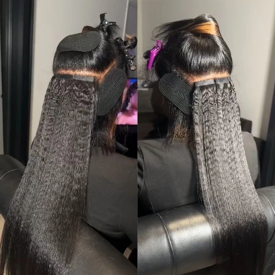 tape-in-extensions-100-remy-real-human-hair-16-24-inch-20pcs-50g-invisible-kinky-straight-tape-ins-black-color-high-quality