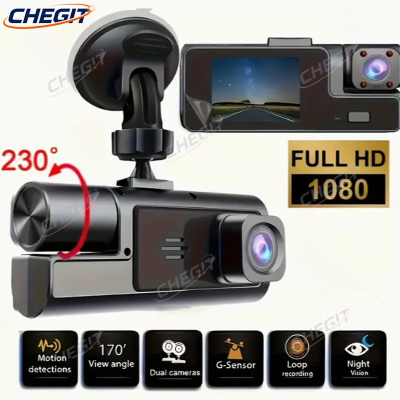 مسجل DVRs مسجل فيديو داشكام كاميرا فيديو 3 قناة داش كام HD 1080P 3-عدسة داخل مركبة سيارة DVR كاميرا ثلاثية الاتجاه