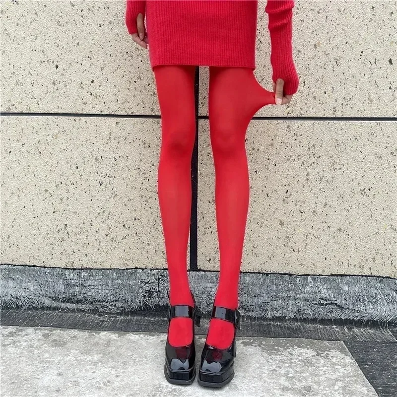 Collants Sexy à fond rouge pour femmes, chaussettes rouges d'année, bas en soie Anti-crochet, cadeau de noël, collants en velours, Leggings de mariage, nouvelle collection 2024