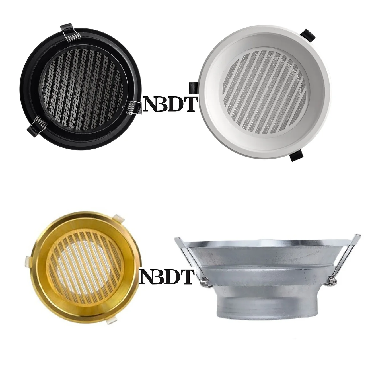 1Piece Aluminum Round Air Vent Grill Cover Diffuser Ventilation Ducting With Spring Clip Wall Ceiling Black White Gold Silver