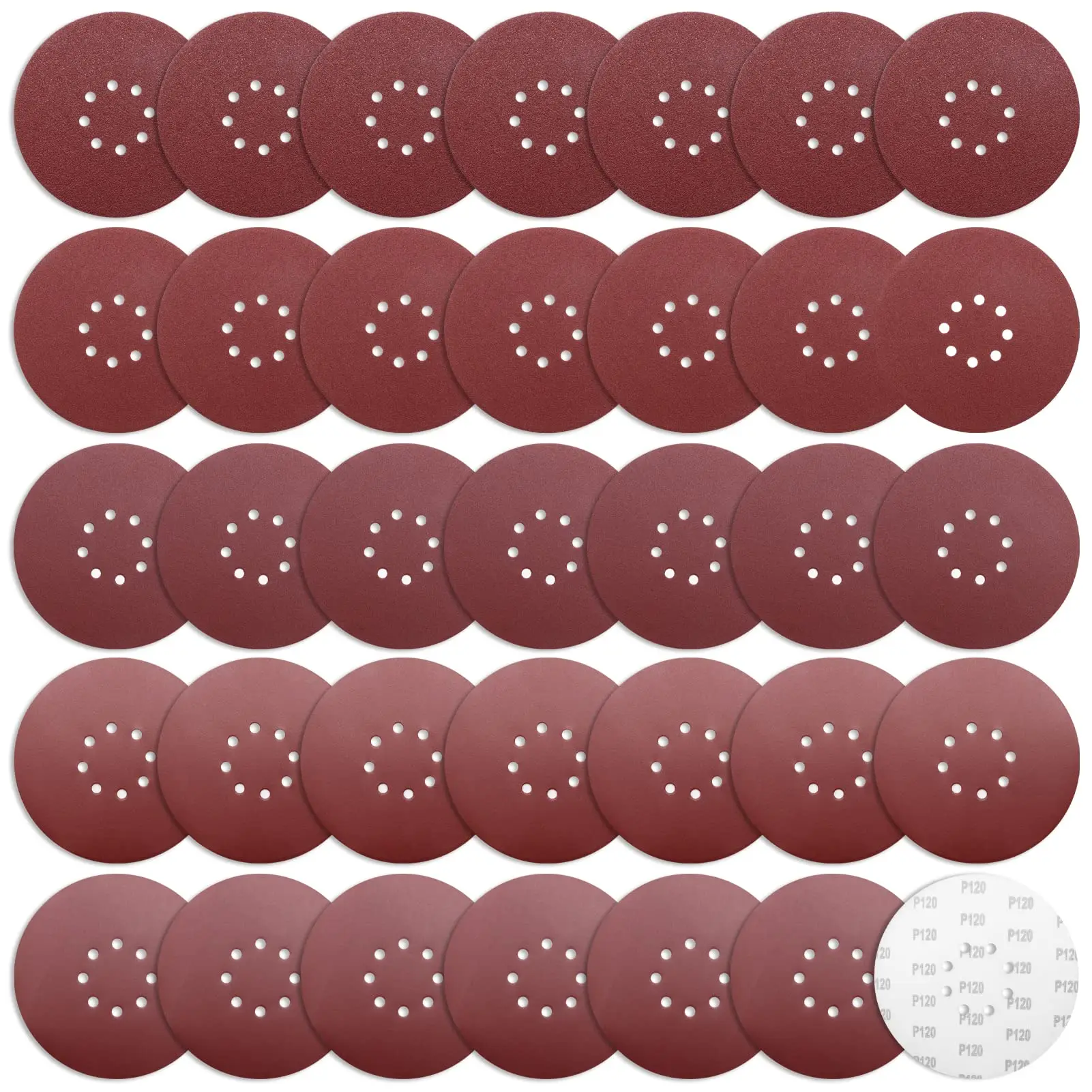 

9 Inch 8hole Sandpaper Hook and loop Sanding Disc 225mm,40/80/120/240/400 Grit for Random Orbital Sander Drywall Wood Wall-35Pcs