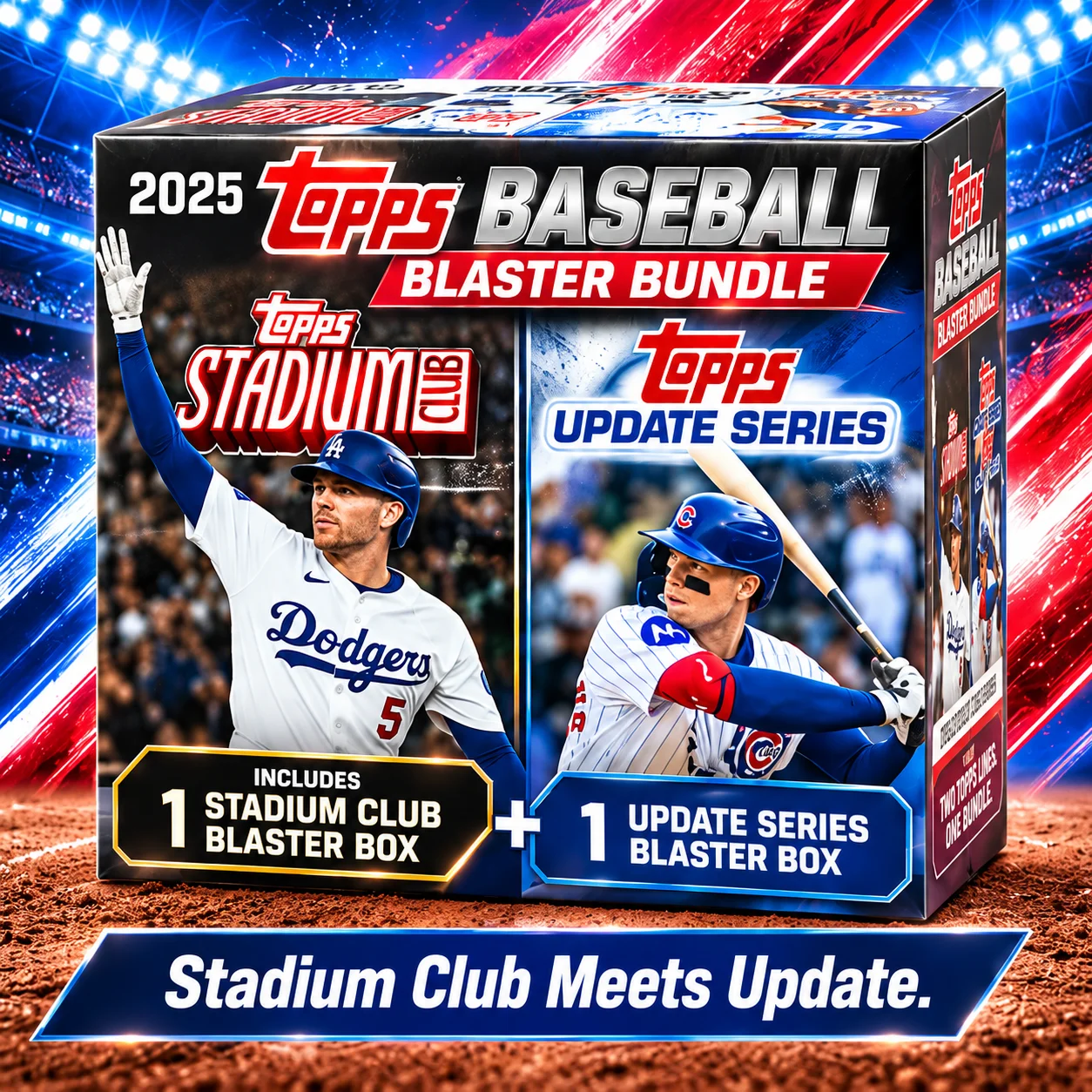 2025 Topps Baseball Blaster Box Bundle Featuring Stadium Club And Update Series, 15 Packs Total, MLB Baseball Cards, Retail Trading Cards for Collectors, Look for Lime Green, Sepia And Exclusive Holiday Parallels
