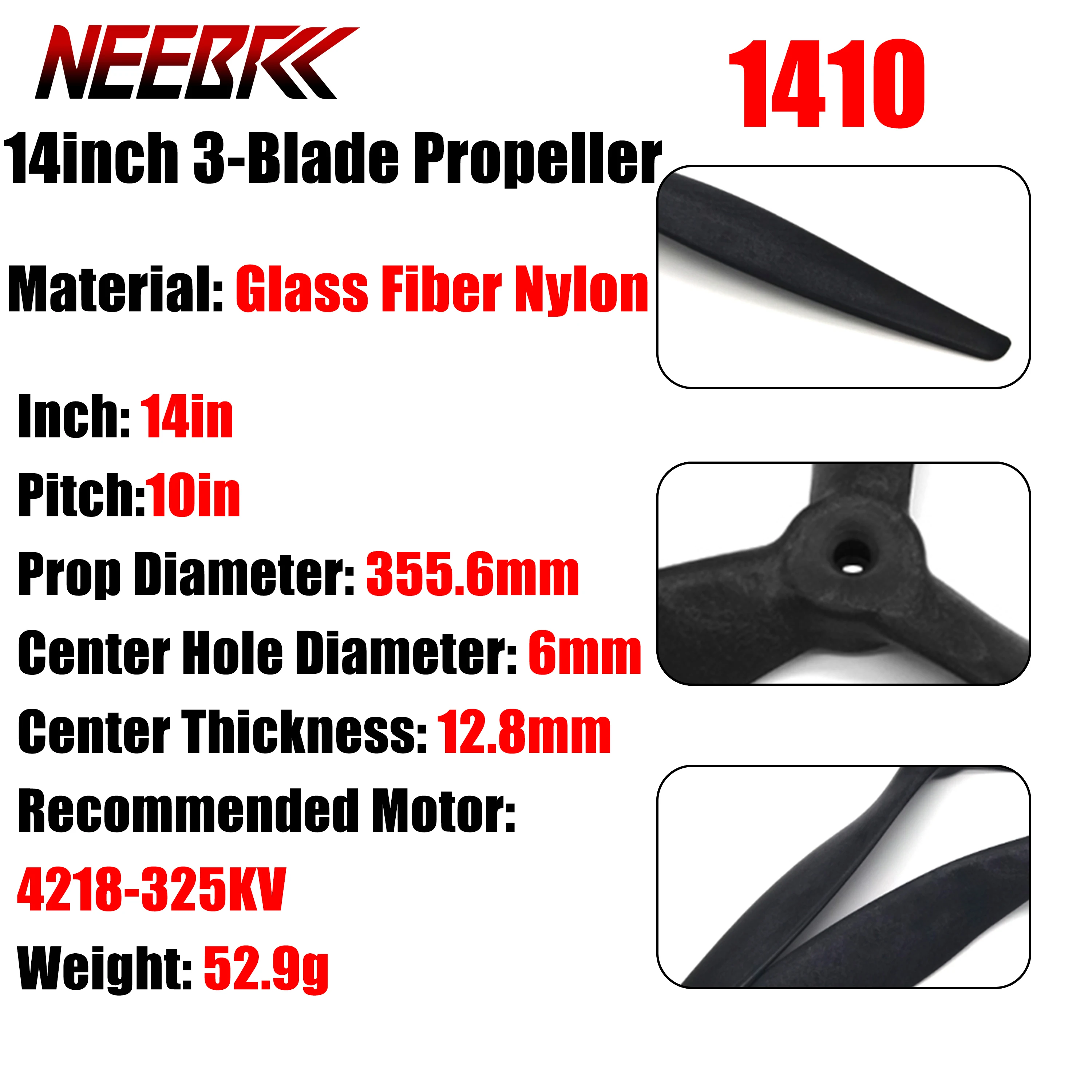 

Пропеллер NEEBRC 1410 3-лопастной CW&CCW, 14 дюймов, для радиоуправляемых FPV-дронов, мультироторов, рам X-класса, запчасть для самодельных самолетов, мотор 4218