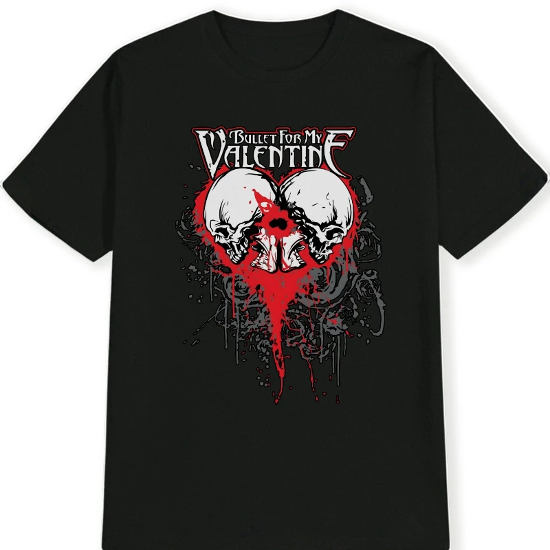 

Bullet for My Valentine Men's Graphic T-Shirt Black with Red Print Casual Short Sleeve Round Neck Rock Tee Artistic Splatter Des