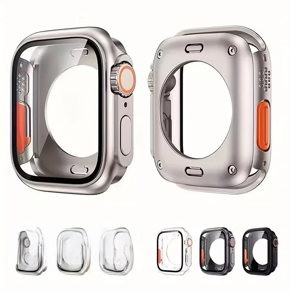 Zmień na Ultra Full Protector Case dla Apple Watch 45 46 44mm Szkło hartowane na ekran dla IWatch Series 10 9 8 7 6 SE 5 — zdjęcie 2
