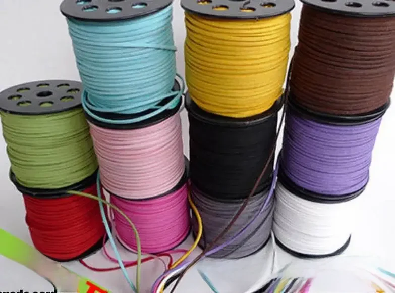 Gdf2pping 3mm x1 5mm 100 metr czarny brązowy Faux płaskie zamszowe aksamitna koronkowa skóra biżuteria sznurkowa DIY liny — zdjęcie 2