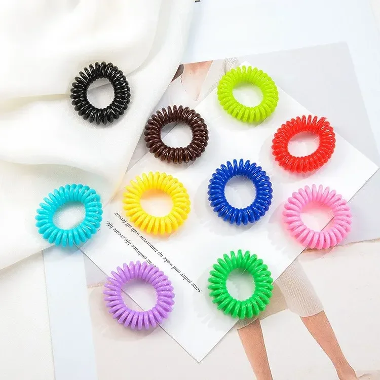 10 sztuk/partia nowy 2.5 cm elastyczne opaski do włosów Scrunchie nakrycia głowy kolorowa lina kształt spirali gumki do włosów guma stylizacja włosów narzędzia do zaplatania — zdjęcie 2