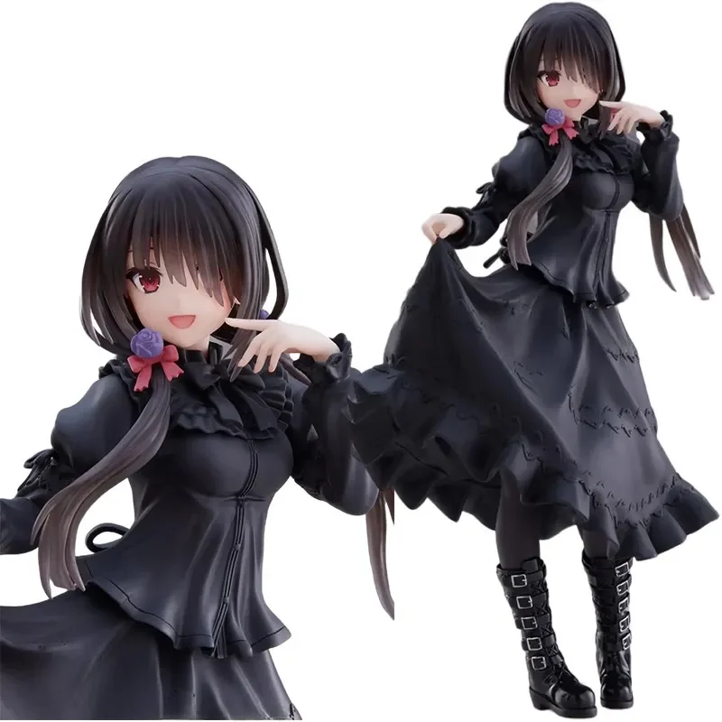 Figurine de dessin animé Tokisaki Kurumi, 18CM, DATE A LIVE, modèle de fille mignonne, jouet en PVC, robe noire, modèle debout, ornement intérieur de voiture