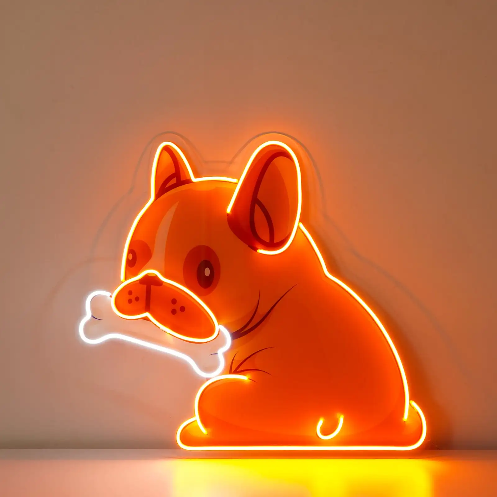 Dog Gnawing Bone LED Neon Sign Pet Store Wall Art Decor Animal Game Room Bedroom Night Sign Bar Beer Club Neon Wall Hanging