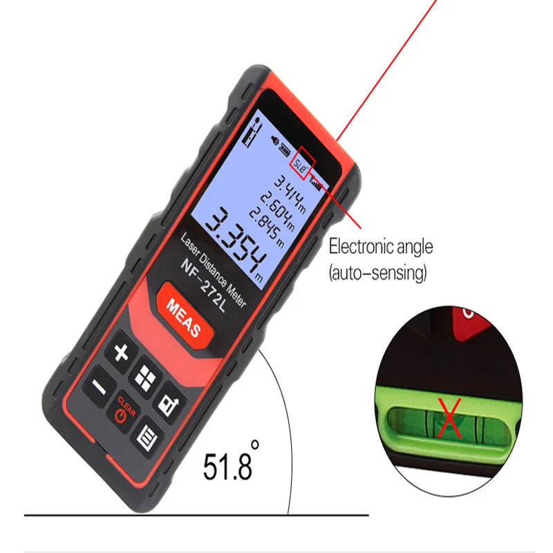 Imagem -04 - Noyafa-laser Distância Medidor Nf272l Nível Laser Vermelho Range Finder Fita Rangefinder Medida Digital Régua Test Tool 60m 80m 100m