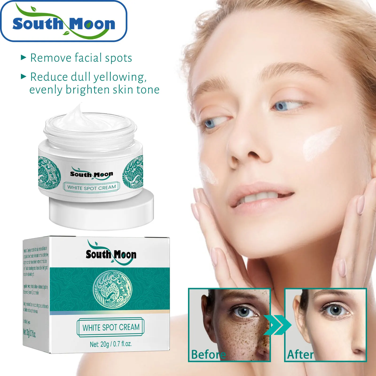 

South Moon Face Whitening Freckle Cream Moisturizing Nourishing Remove Black Spots Bleaching Skin Tone Natural Face Care Cream