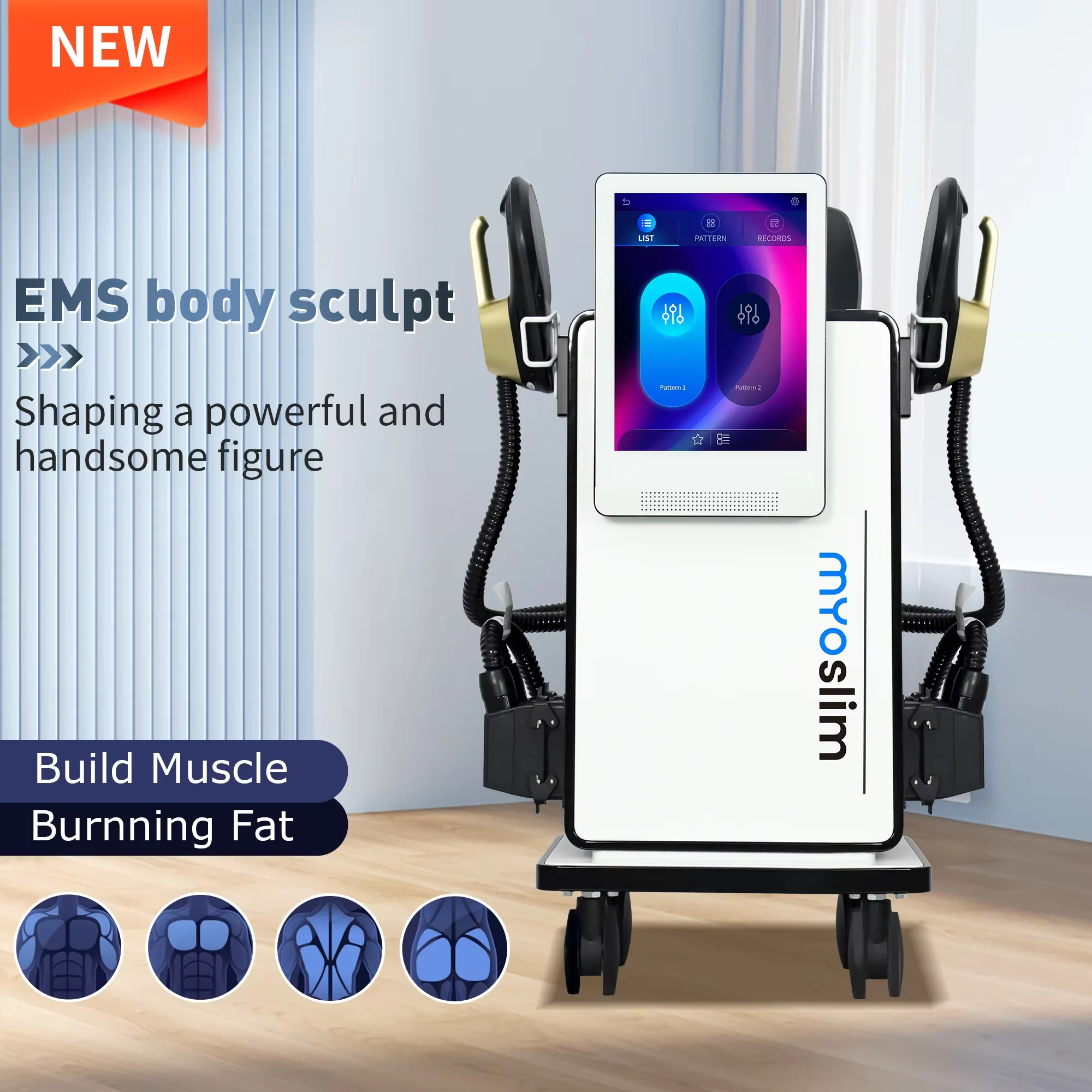 Myoslim PRO EMS Body Sculpt Machine 15 Tesl 6500W Hi-emt Lose Weight RF Body Slim Muscle Stimulation Professional EMS Machine
