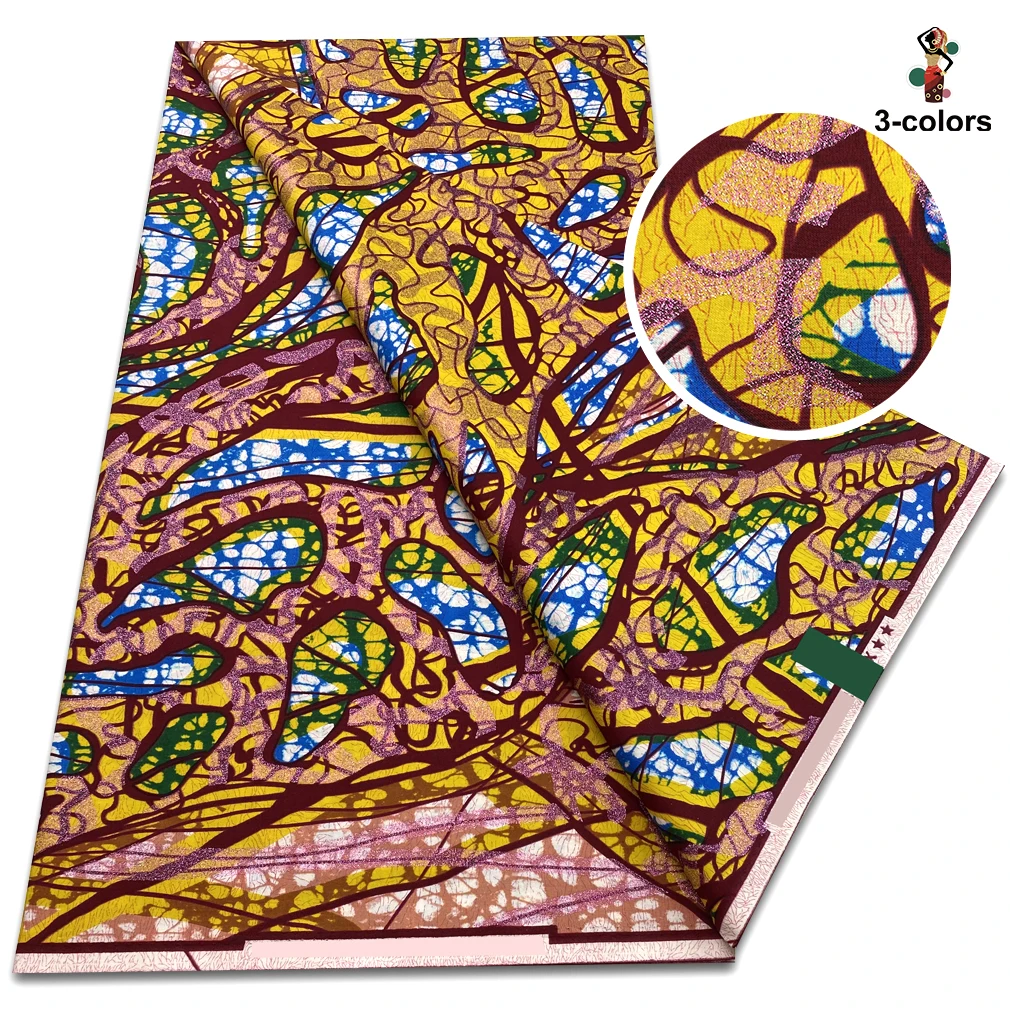 Hoge kwaliteit zachte Pagne 100% katoen gouden print stof Afrikaanse echte was stof Nigeria Ankara Grand SUP stof