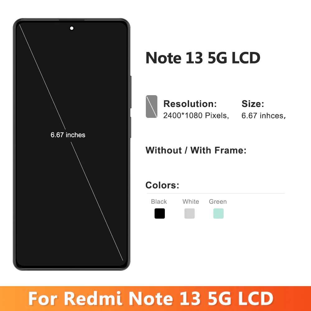 Imagem -02 - Montagem Digitalizadora Amoled Touch Screen Display Lcd 6.67 se Encaixe no Xiaomi Redmi Note 13 5g 2312 5g