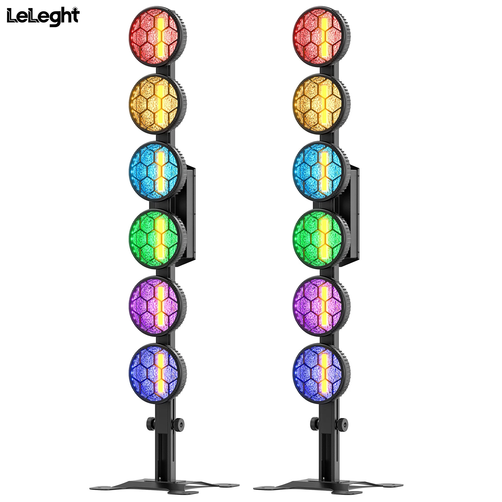 Leleght 2Pcs 300W 6-LED COB Linear Vintage Light Stage Light 1-20Hz Flash DMX512 15/33CH for DJ Concert Party Weddings Nightclub