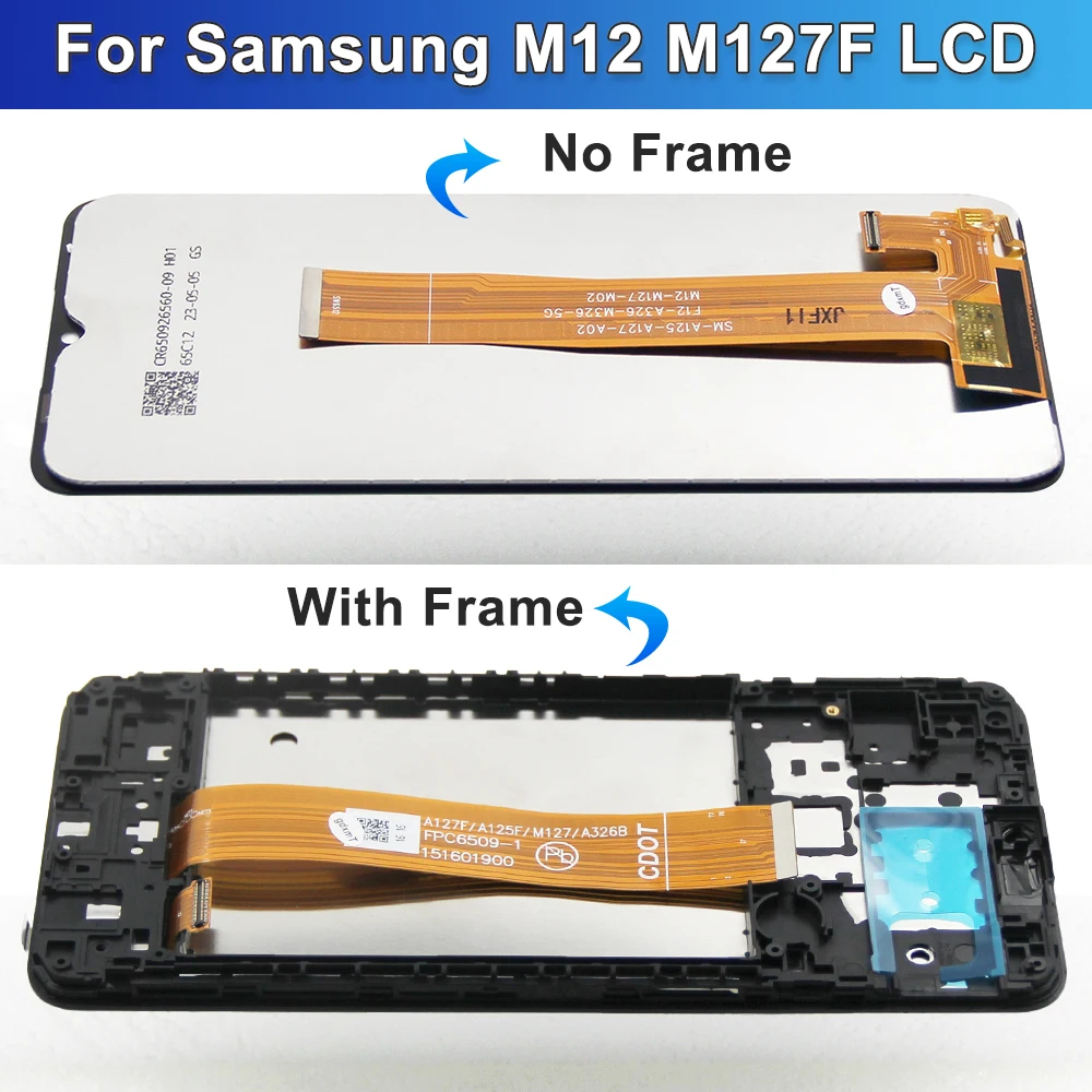 6.5\'\' For Samsung M12 M127 LCD with frame Display Touch Screen Digitizer Assembly For Samsung SM-M127F/DSN Display