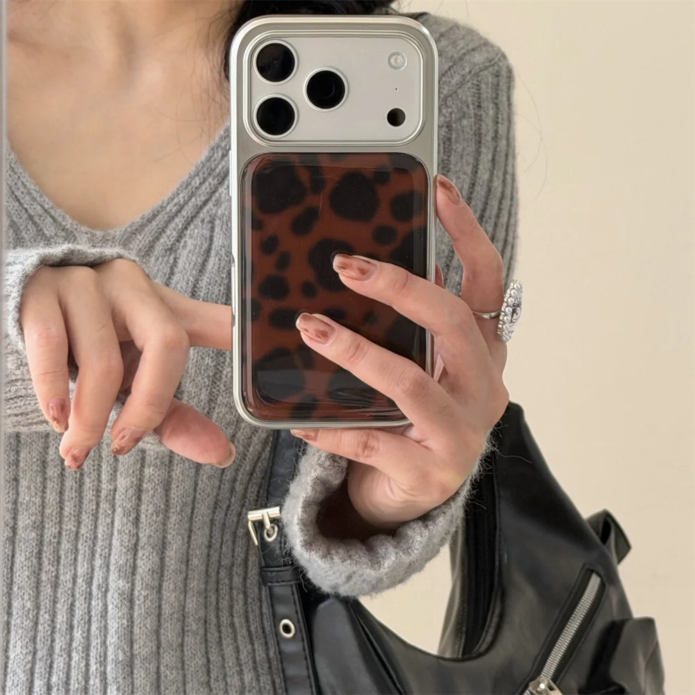 새로운 럭셔리 드롭 글루 레오파드 프린트 앰버 플래티넘 레트로 아이폰 17 프로/13/14/15/16 프로 맥스 안티 드롭 에디션 올 인클루시브