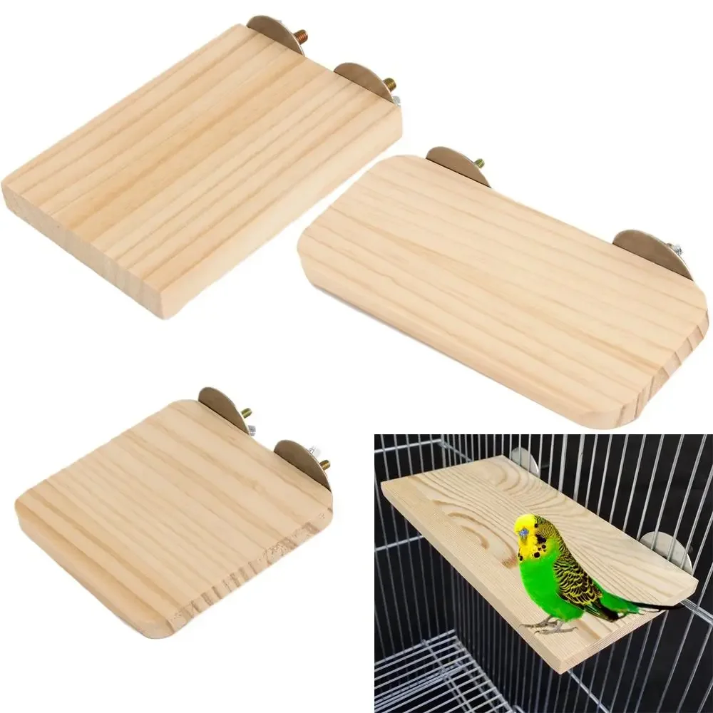 Plate-forme de support carré en bois, planche de Cage pour Hamster Chinchilla, Trampoline pour animaux de compagnie, perchoirs de branches de Hamster pour jouets de Cage à oiseaux