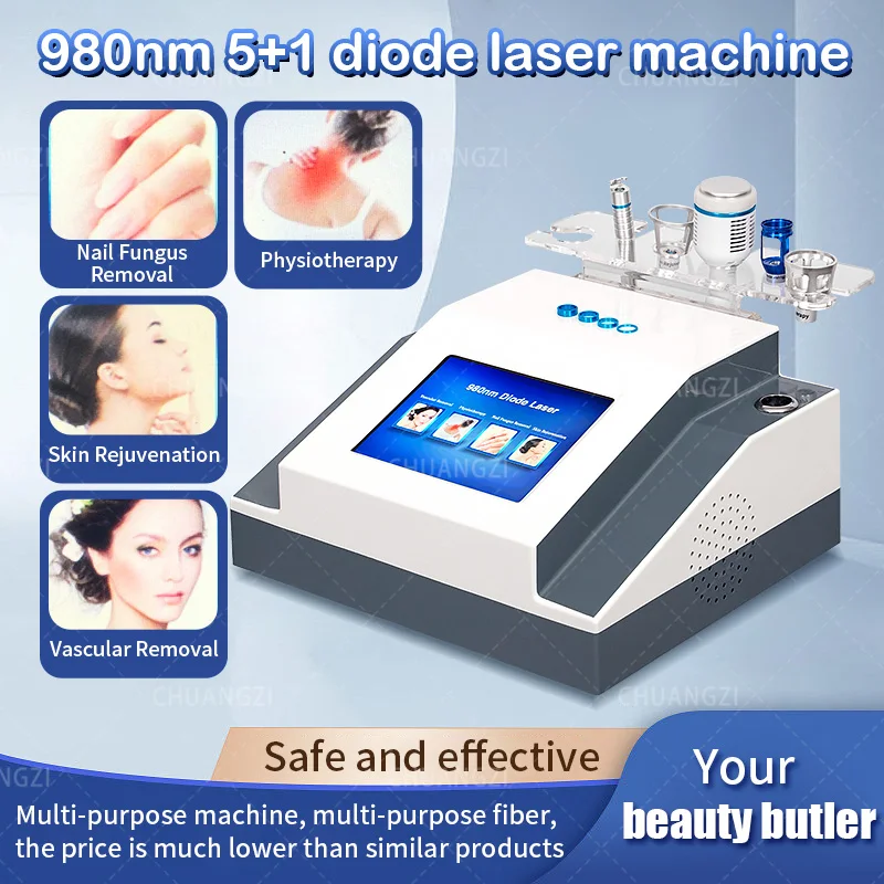 

4-in-1 980 Nm Diode Machine For Skin Fungal Infection Images Vascular Veins Removal Physical Therapy Salon Device