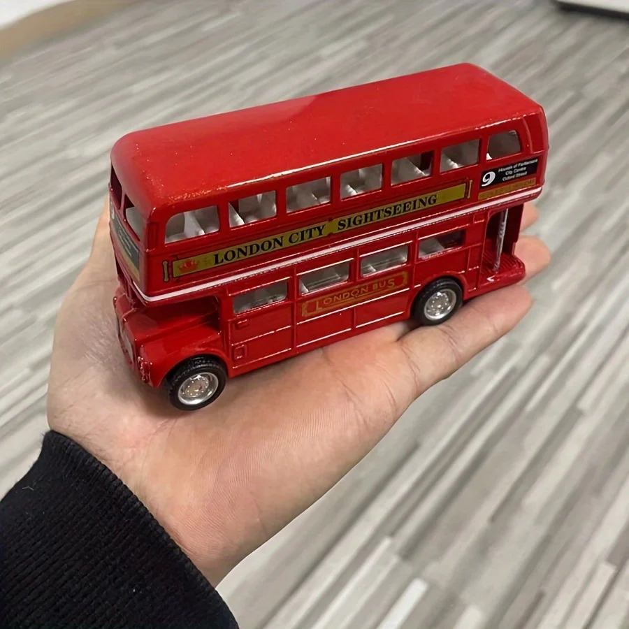 1:64 modello di autobus in lega ornamenti per auto giocattolo per bambini tirare indietro modello di auto giocattolo per ragazzo regalo per autobus