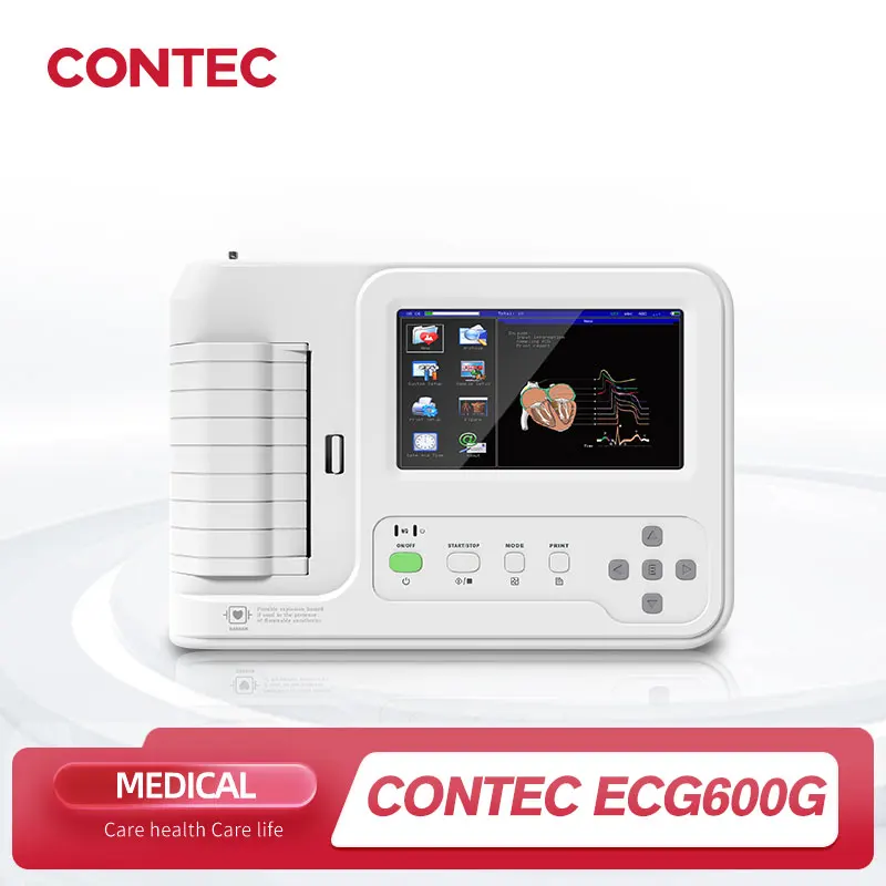 

CONTEC ECG600G сенсорный экран цифровой электрокардиограф 6 каналов 12 проводов ЭКГ монитор с термопринтером