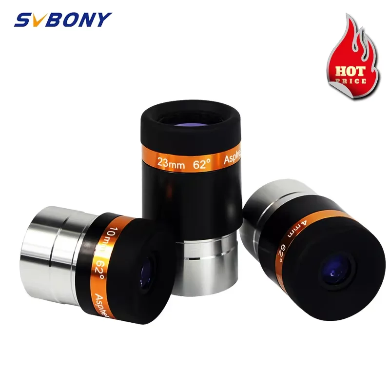 SVBONY 1.25'' Aspheric Eyepiece Telescope HD Wide Angle 62 Deg 4/10/23mm Fully Coated Telescope Accessory