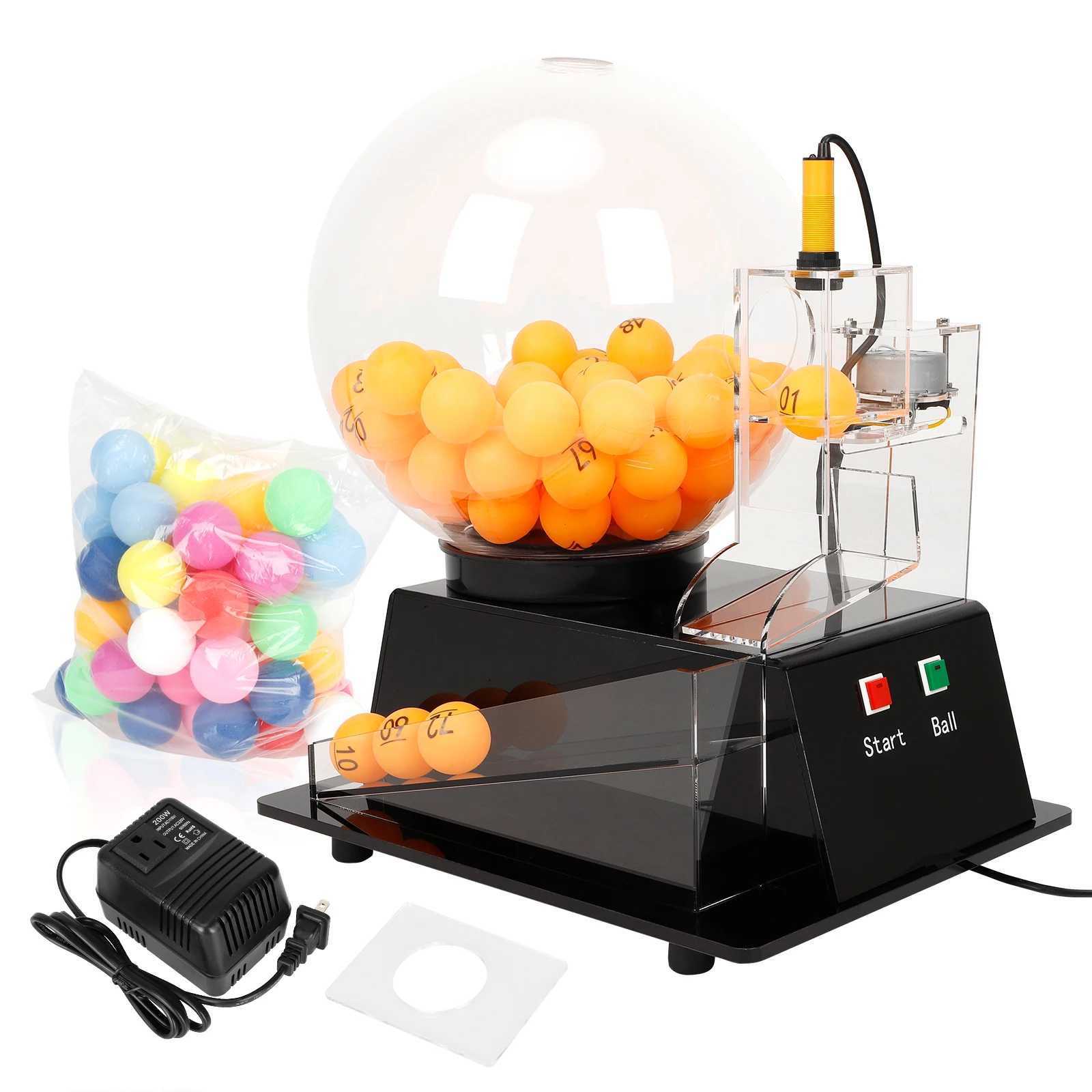 Electric Lottery Ball Machine, Automatic Bingo Balls Machine Cage Fantasy Football Drafts Game Acrylic Lucky Drawing Machine