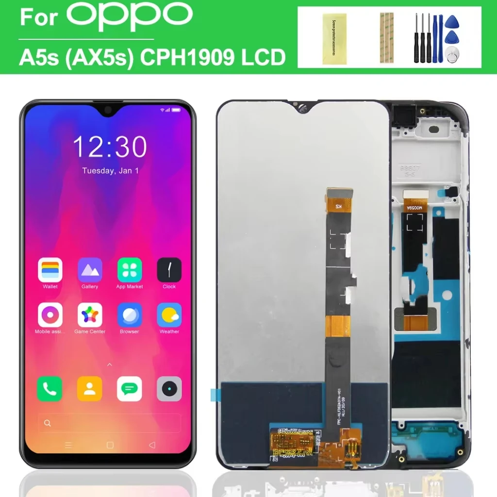 

6,2 "новый оригинальный ЖК-дисплей для Oppo A5s AX5s, ЖК-дисплей с рамкой, фотоэлемент для OppoA5s cph1900, CPH1920 экран