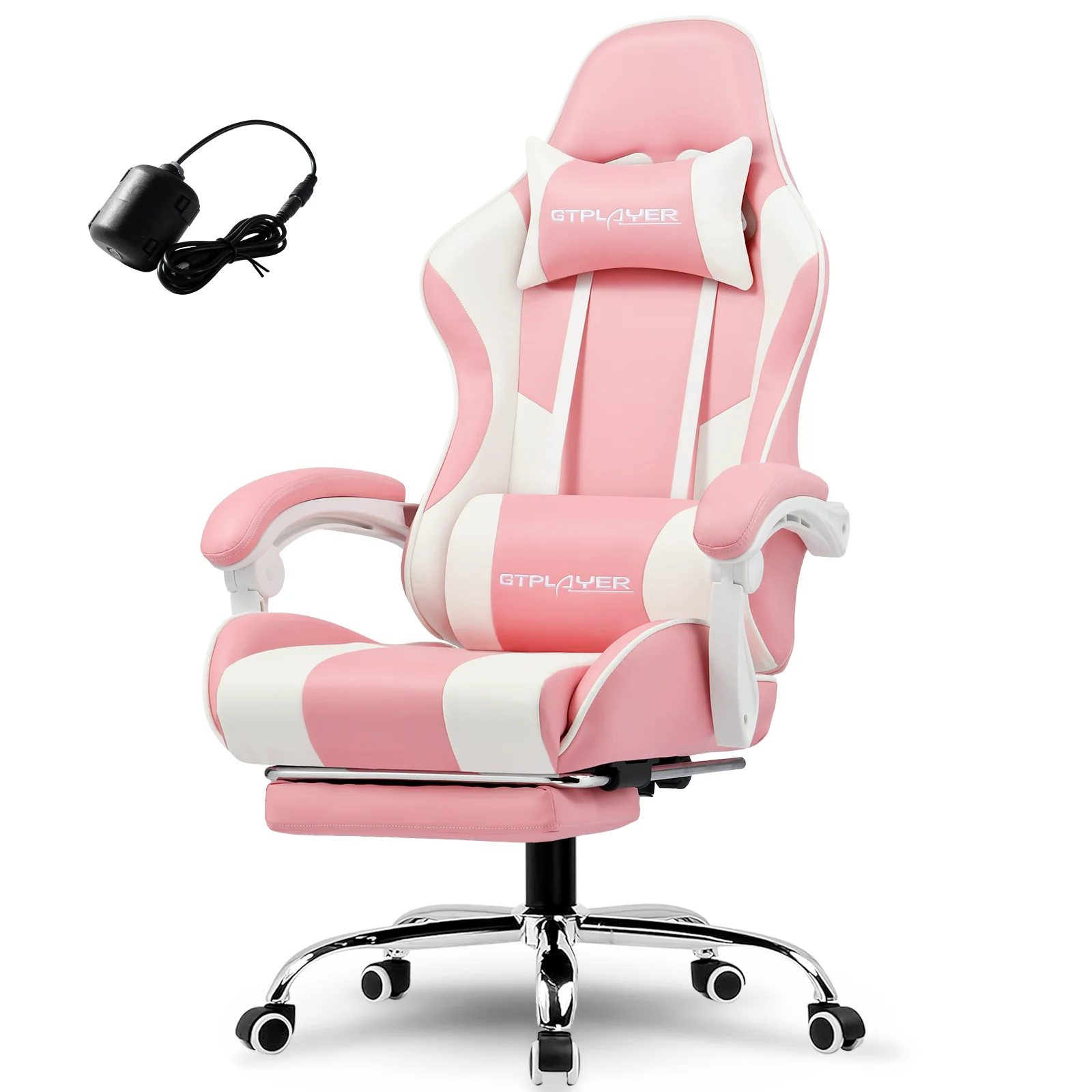 GTPLAYER Gamingstoel Bureaustoel Massage Gaming fauteuil Ergonomische gamerstoel Voetsteun Massage Lin Kussen Draaifauteuil