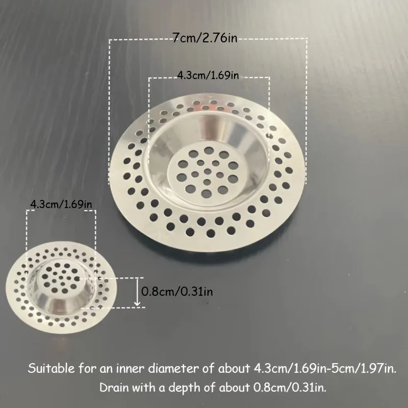 2pcs Heavy-Duty Stainless Steel Sink Filter Plug Drain Protector, Suitable for Kitchen and Bathroom Sinks