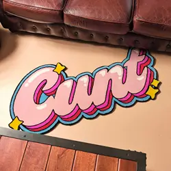 Pink Cute 3D Art Font Rug Printing Technology Simple Housewarming Gift Handmade Non-Slip Decorative Carpet