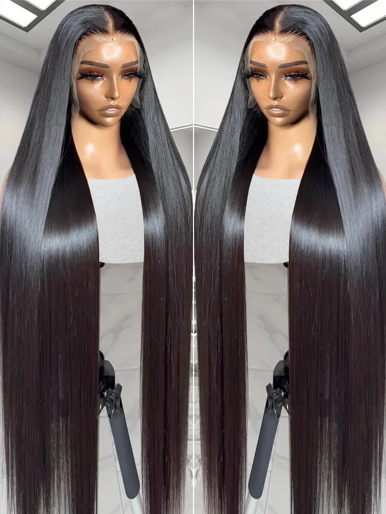 Melodie HD Straight 13x6 Lace Frontal Human Hair Wigs 250% 30 40 Inches Transparent 5x5 Glueless Ready to Go Wear Lace Front Wig