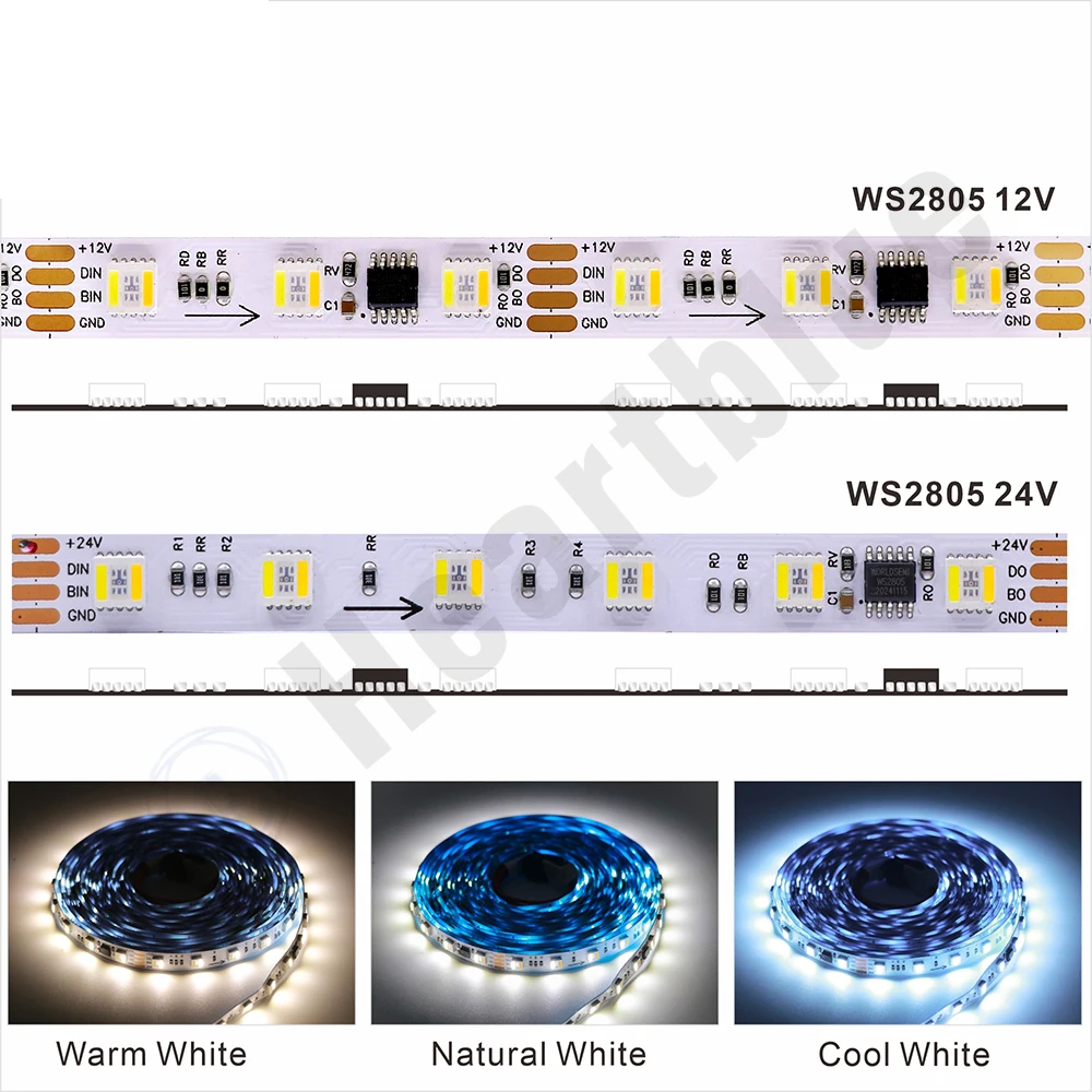 WS2805 RGBWW 5 in 1 LED-strip 60 Leds RGBIC SMD 5050 RGBCCT Adresseerbare Flexibele Led-verlichting Lamp RGBCW RGBWW Lichtbalk