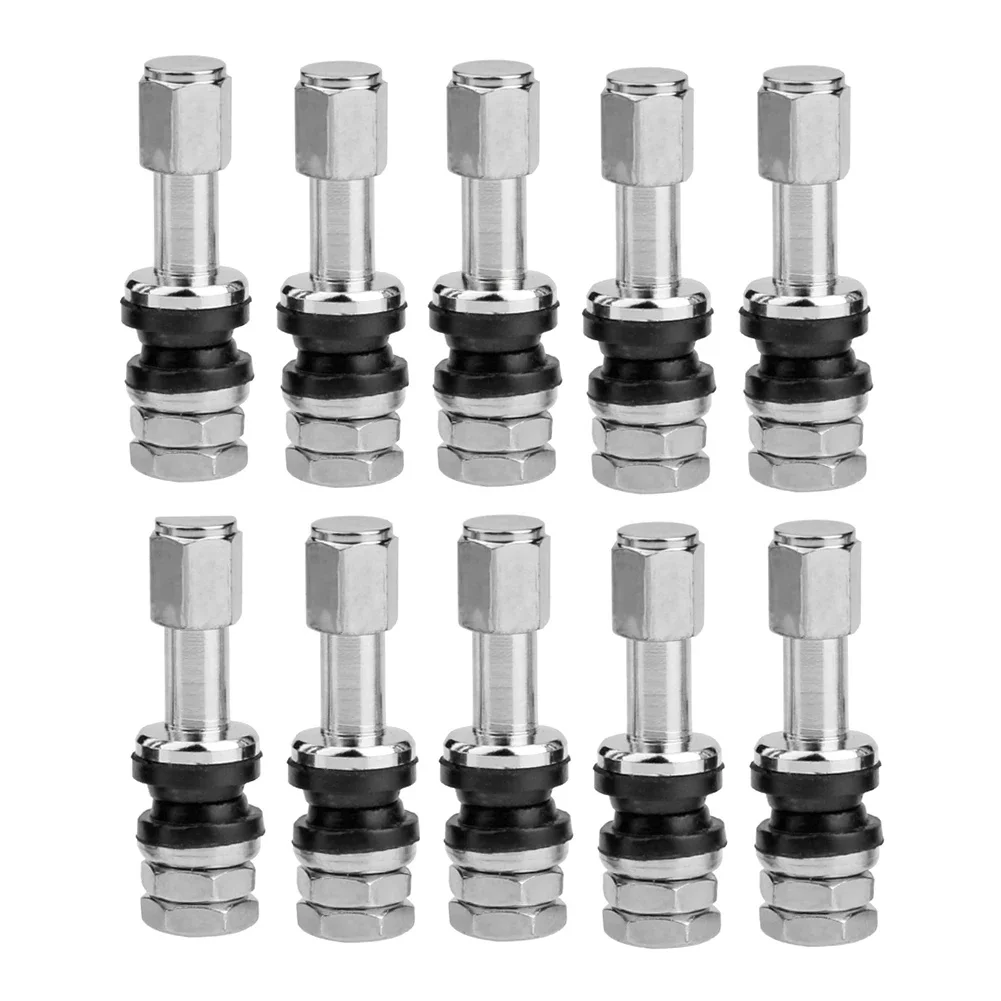 Valve de pneu de voiture sans chambre à air, 10 pièces, tige de Valve de pneu de voiture, couvercle de capuchon anti-poussière de véhicule, bouche droite en métal en acier inoxydable