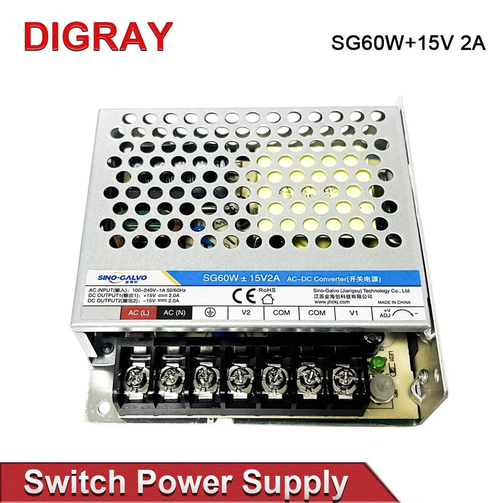 

DIGRAY JinhaiChuang SG60W±15V2A Power Supply 15V 2A Suitable For SG7110, RC1001, RC7110D, Etc. ±15V Galvanometer Scanning Head